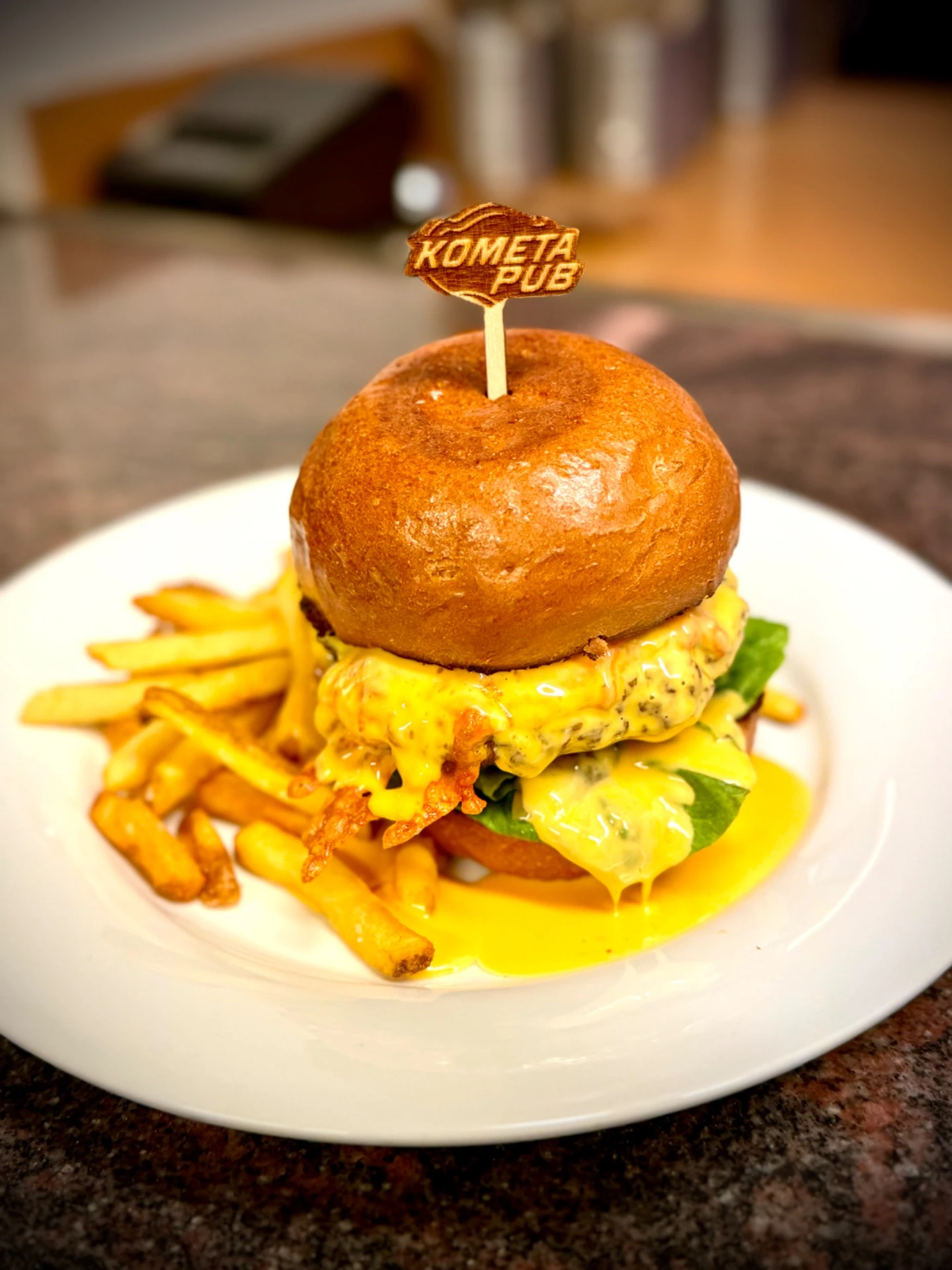 Extra cheddar burger