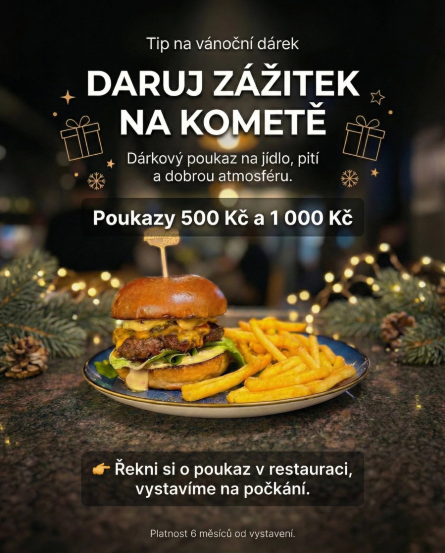Dárkové poukazy Kometa Pub Pasohlávky – dárek na jídlo a pití